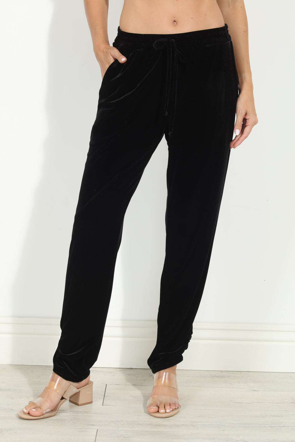 Black Velvet Stretch Joggers-BEST SELLER