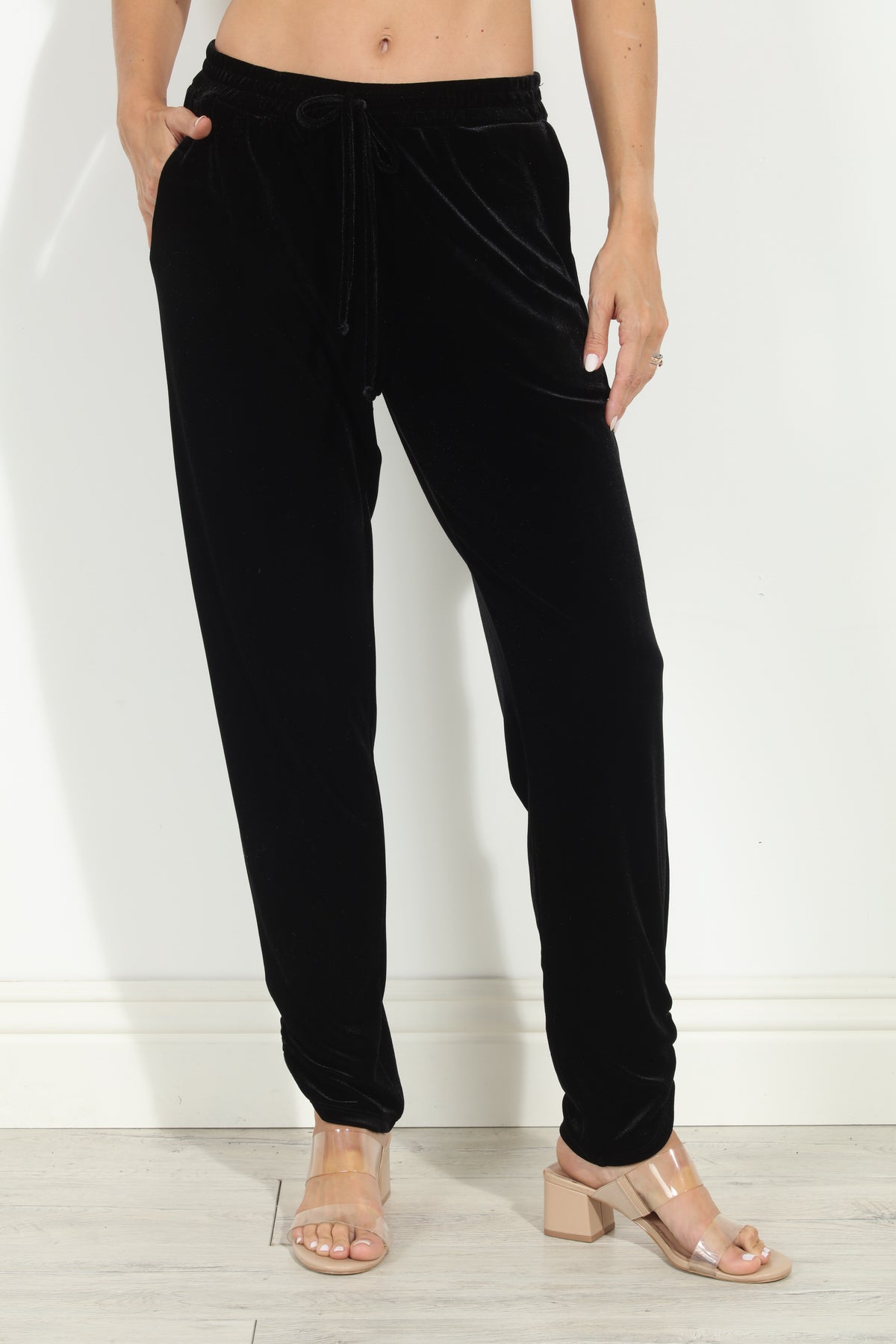 Black Velvet Stretch Joggers-BEST SELLER