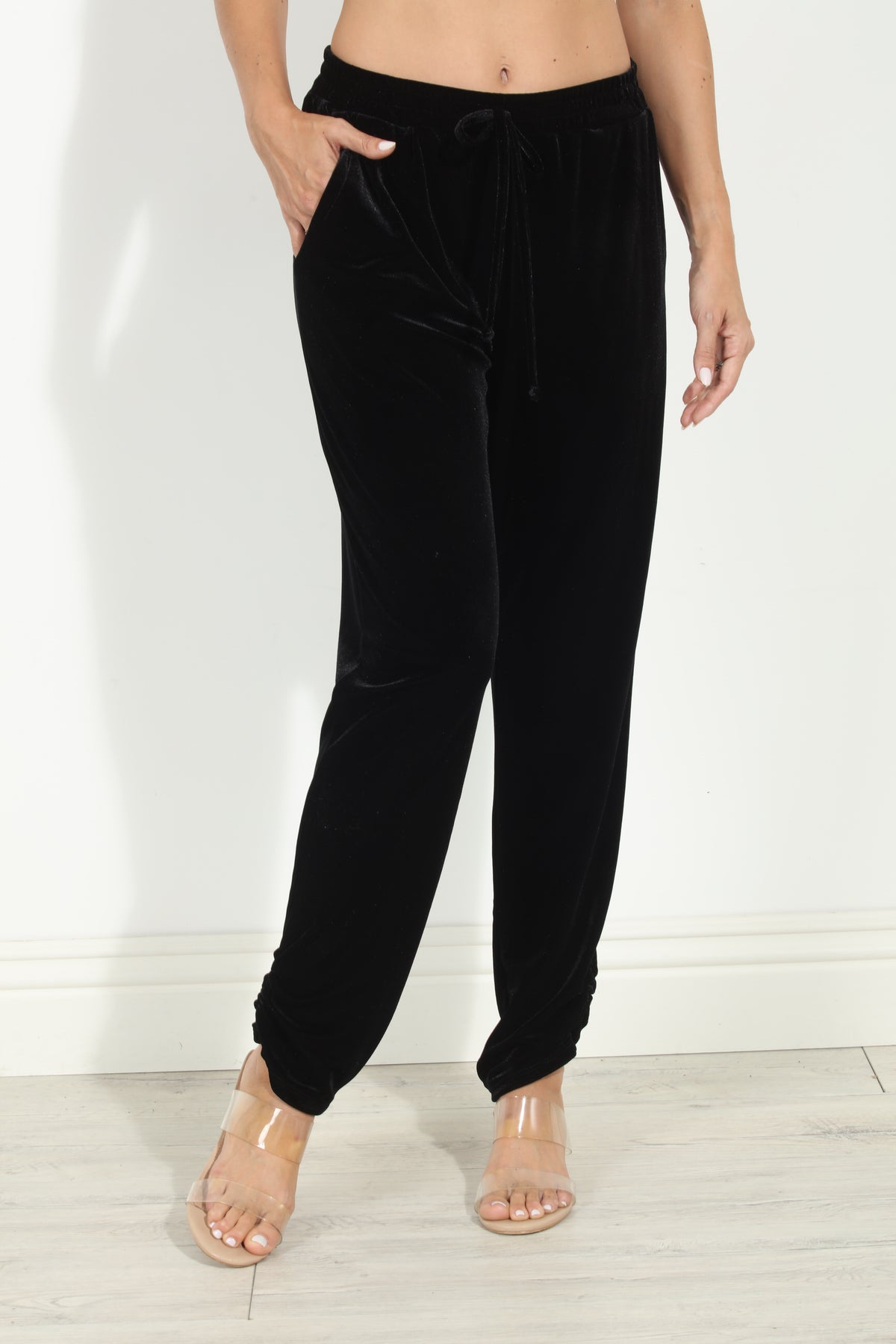 Black Velvet Stretch Joggers-BEST SELLER