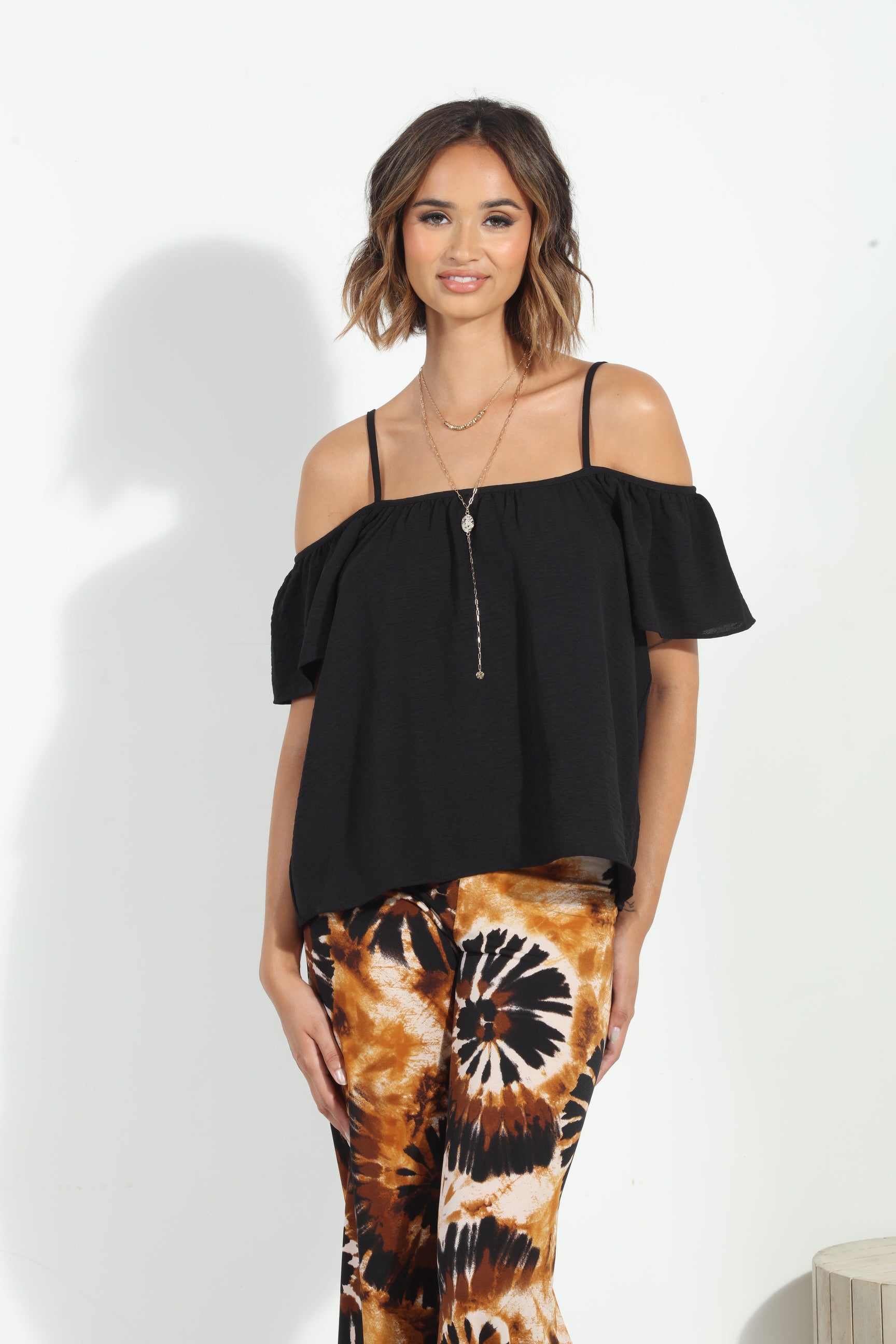 Black Airflow Cold Shoulder Tank