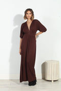 Dark Chocolate Puff Sleeve Maxi Dress-FINAL SALE