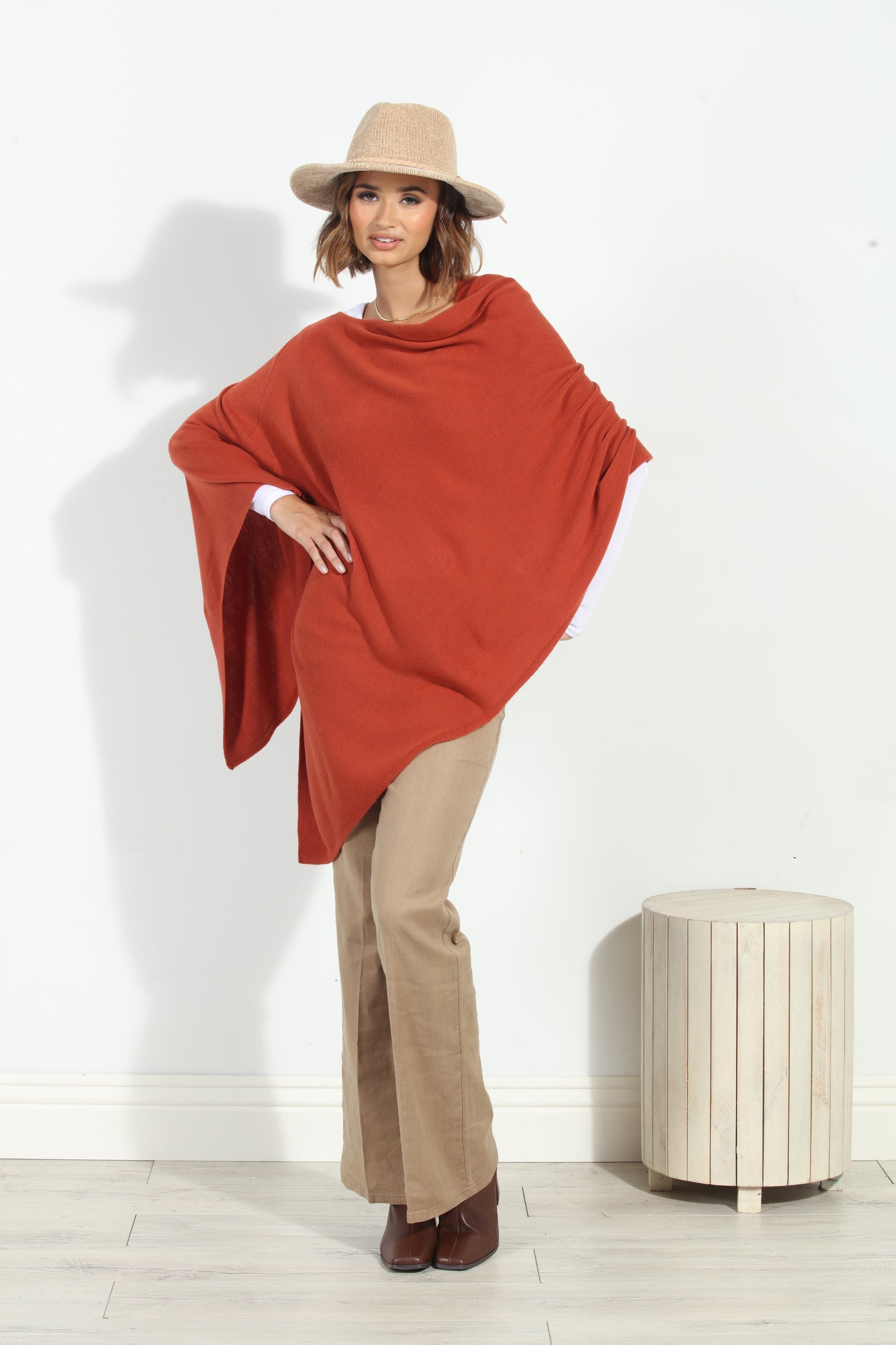 Rust Throw-On Poncho- NEW COLOR