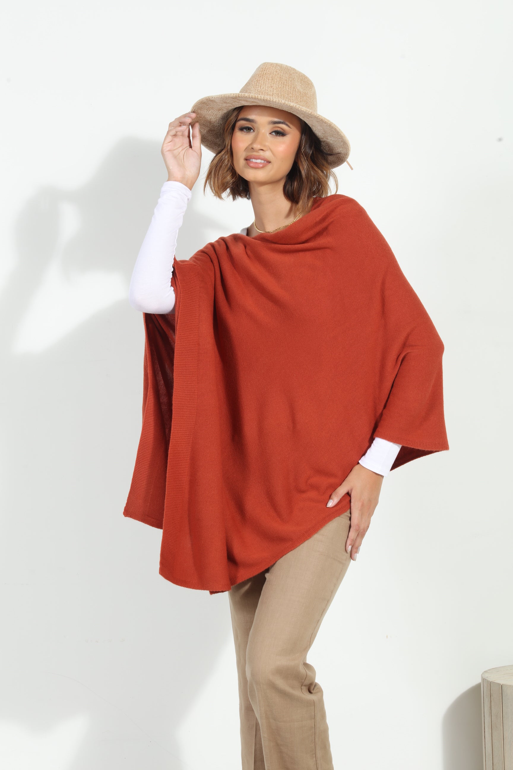 Rust Throw-On Poncho-BEST SELLER