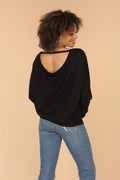 Black Jersey Open Back Dolman Top-FINAL SALE