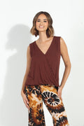 The Everyday Cupro Surplice Tank - Cocoa