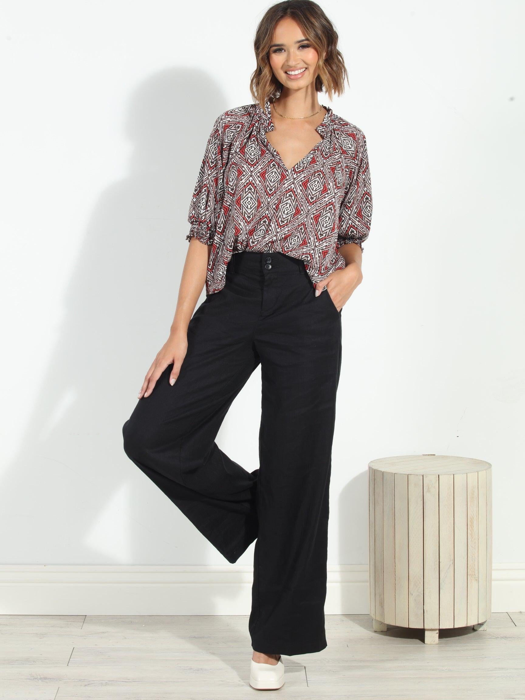 Shanae Split Neck Top-FINAL SALE