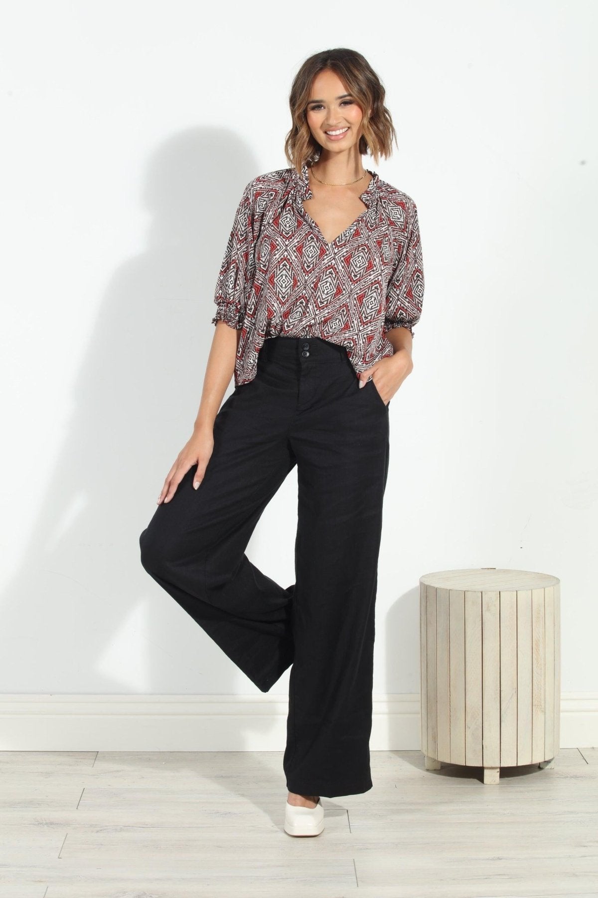 Shanae Split Neck Top-FINAL SALE