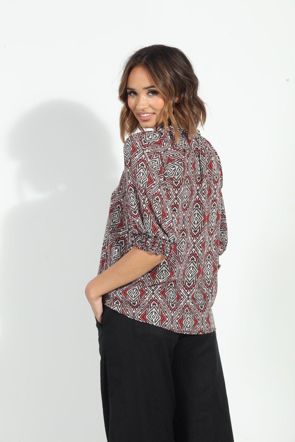 Shanae Split Neck Top-FINAL SALE