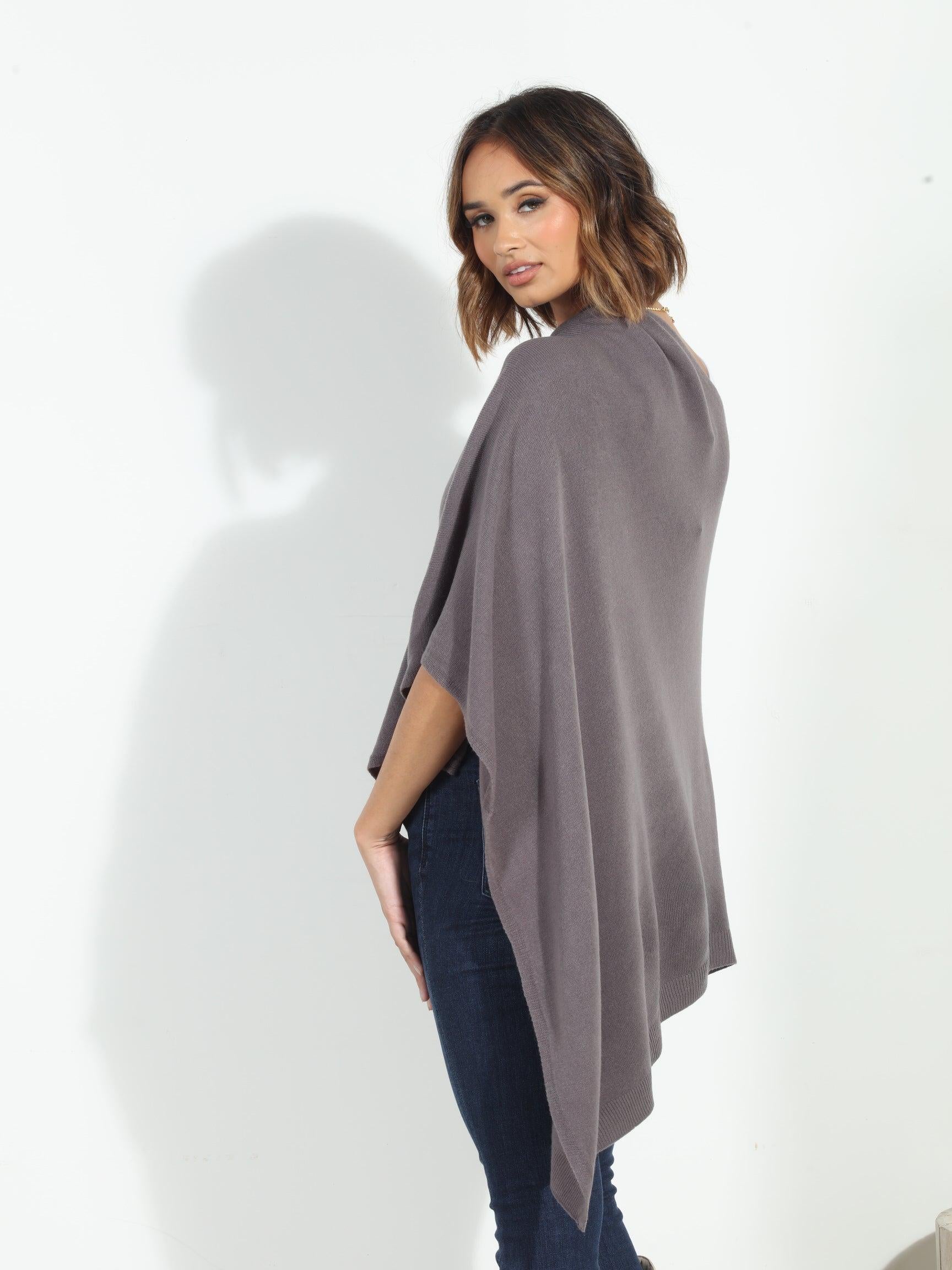 Dark Grey Throw-On Poncho- NEW COLOR