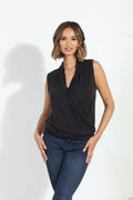 Black/Grey Cupro Banded Surplice Tank-BEST SELLER