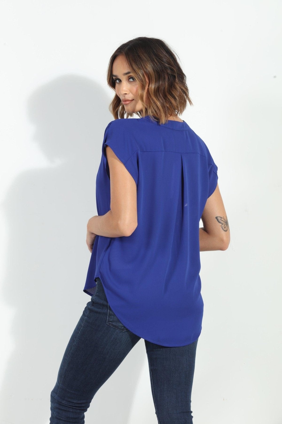 Cobalt Woven Dolman Tee-BEST SELLER