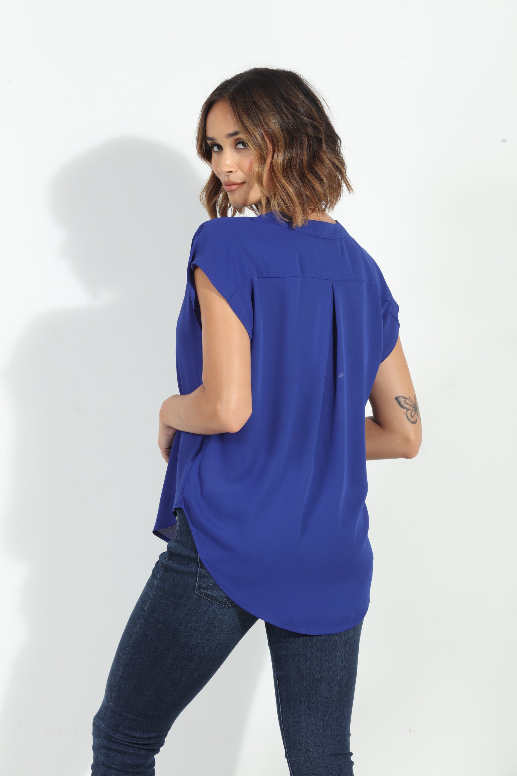 Cobalt Woven Dolman Tee