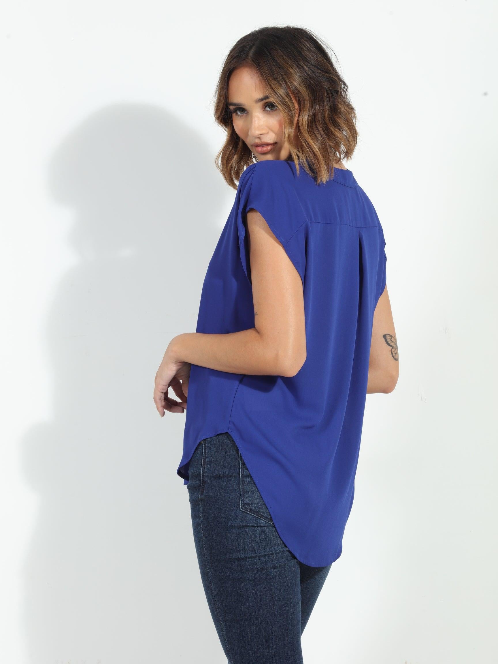 Cobalt Woven Dolman Tee-BEST SELLER