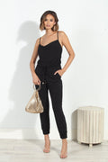 Black Cowl Neck Stretch Jumpsuit-BEST SELLER