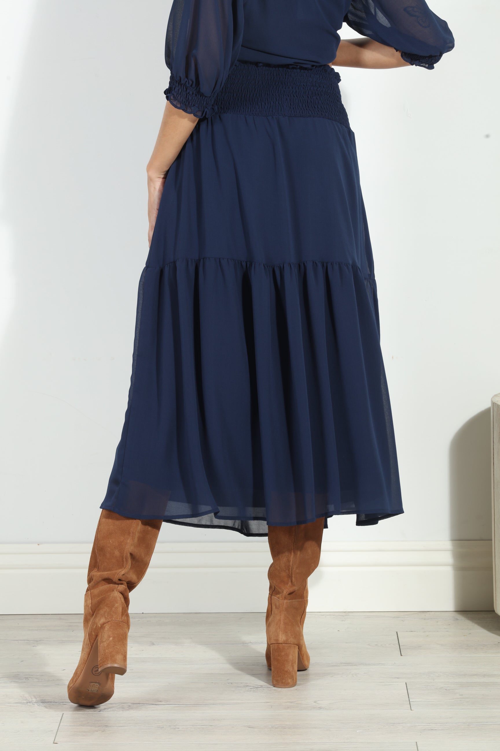 Navy skirt chiffon best sale