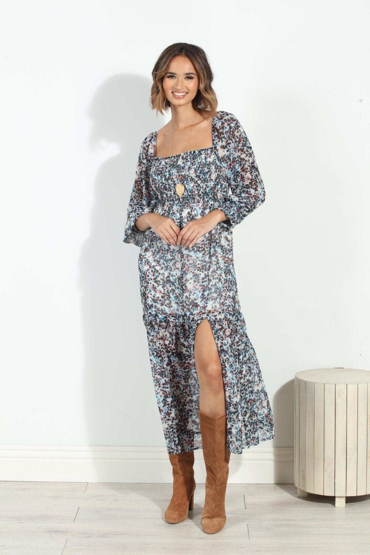 Lucila Smocked Midi Dress-FINAL SALE