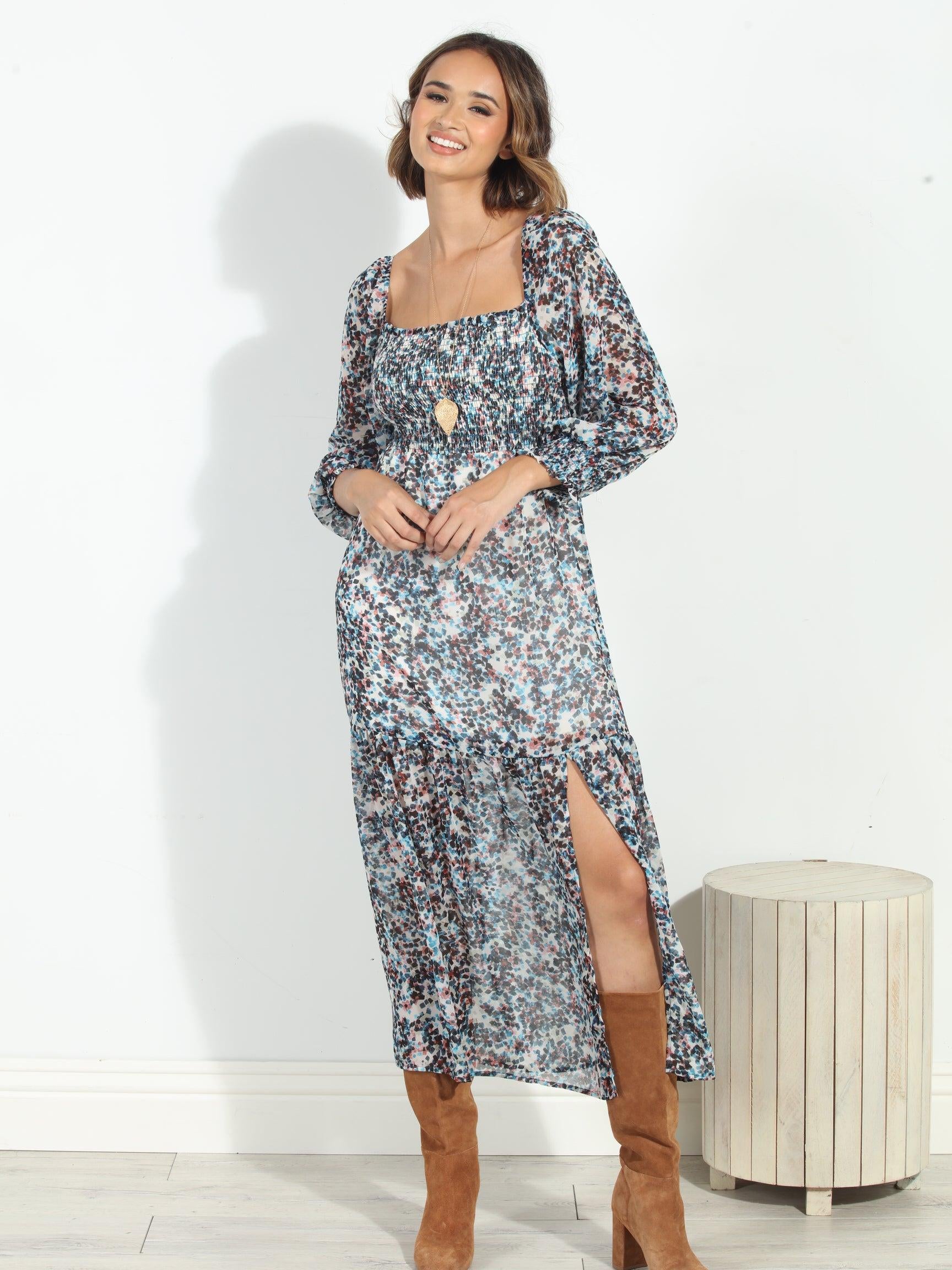 Lucila Smocked Midi Dress-FINAL SALE