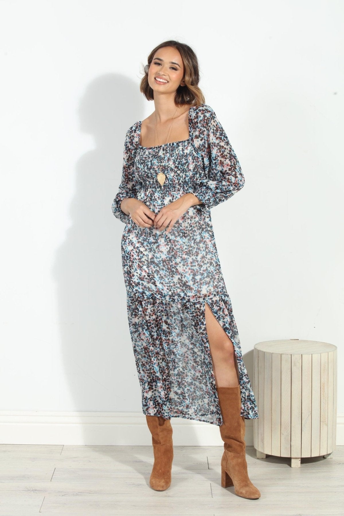 Lucila Smocked Midi Dress-FINAL SALE