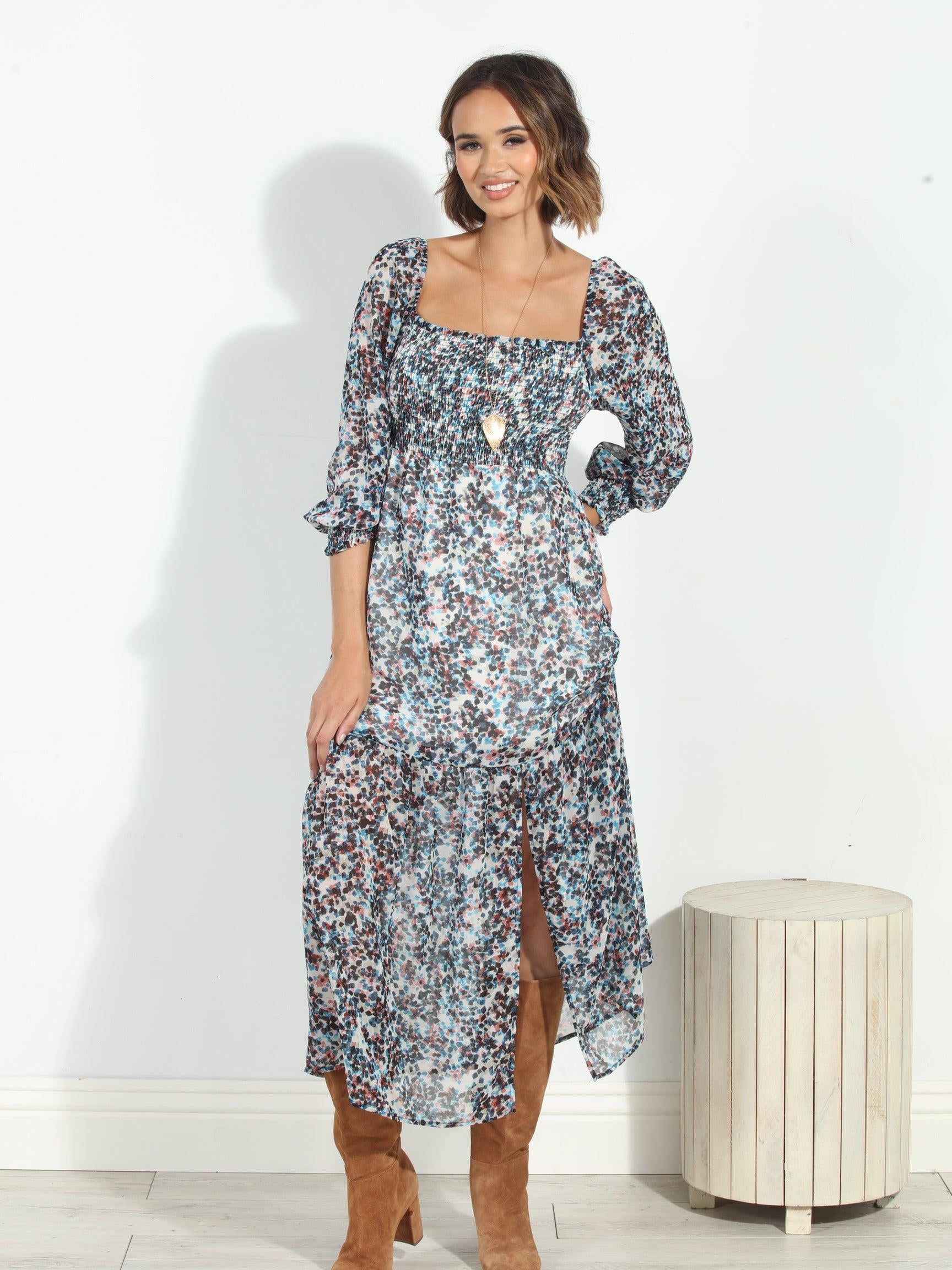Lucila Smocked Midi Dress-FINAL SALE