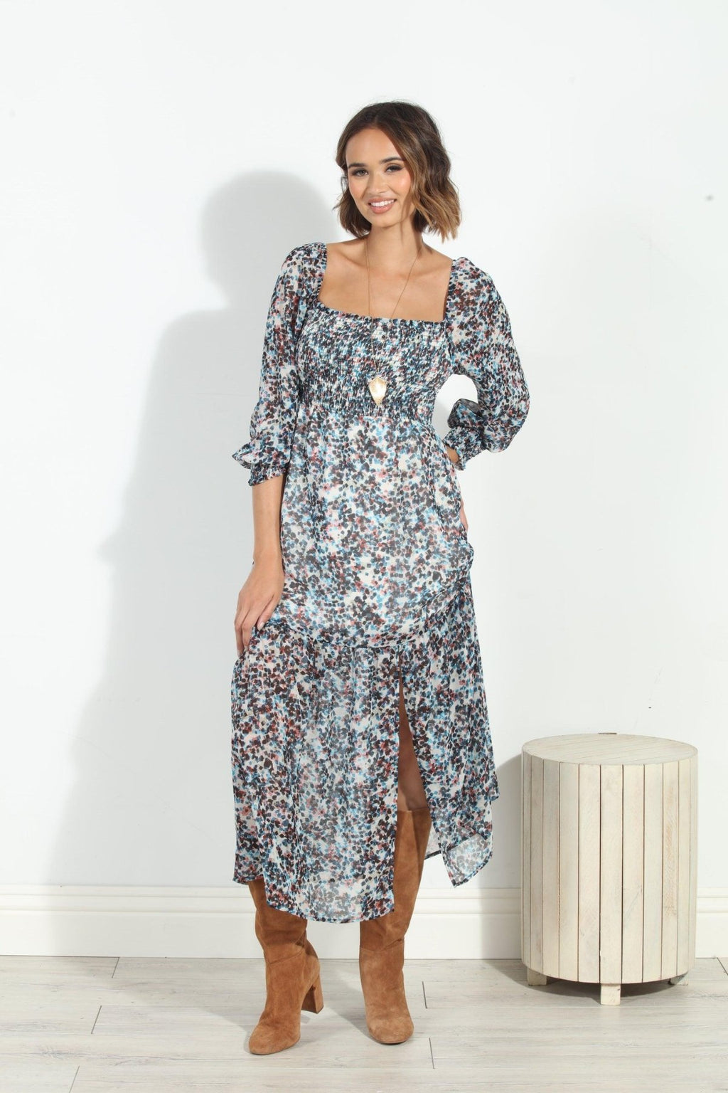 Lucila Smocked Midi Dress-FINAL SALE