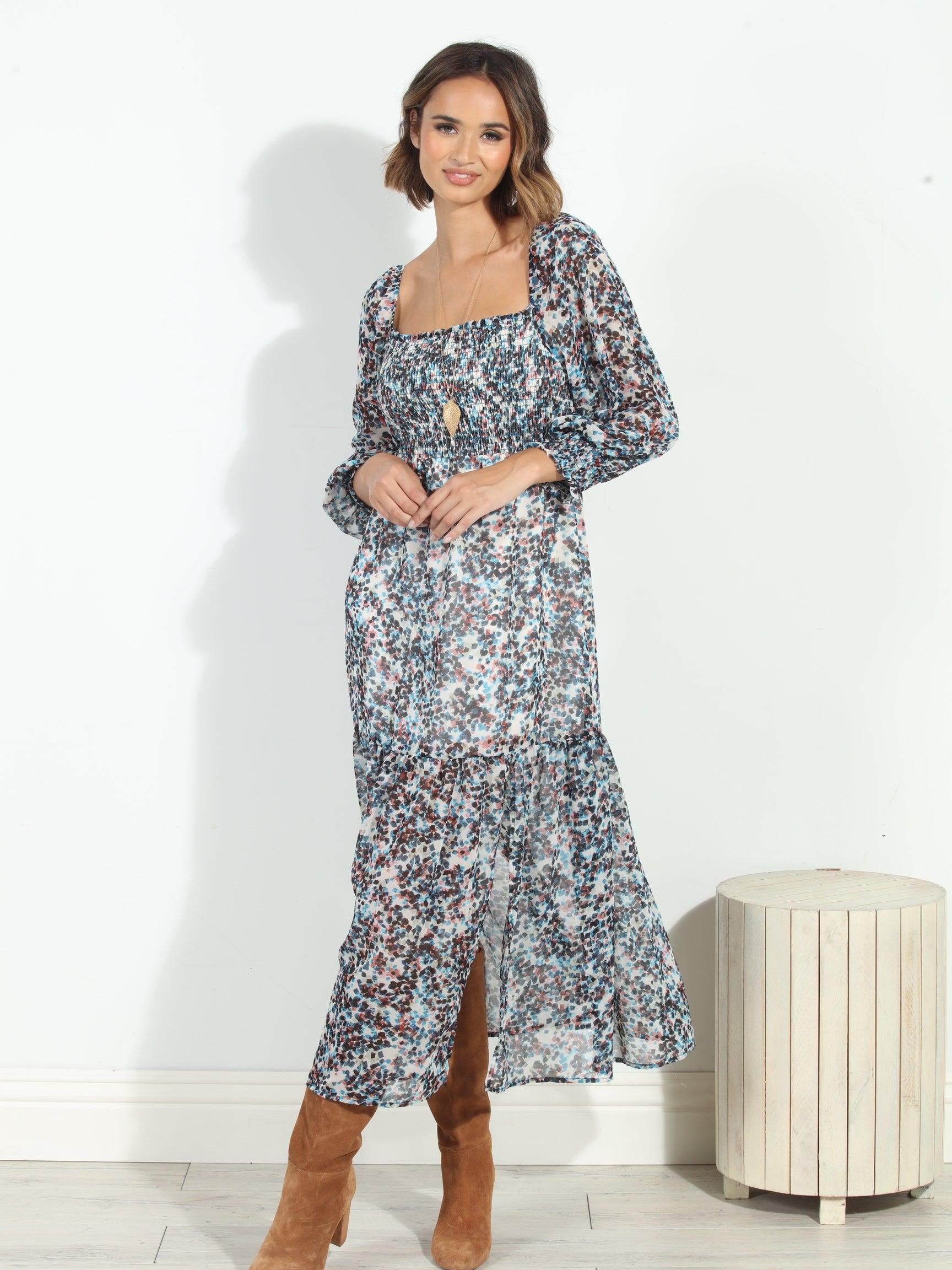 Lucila Smocked Midi Dress-FINAL SALE