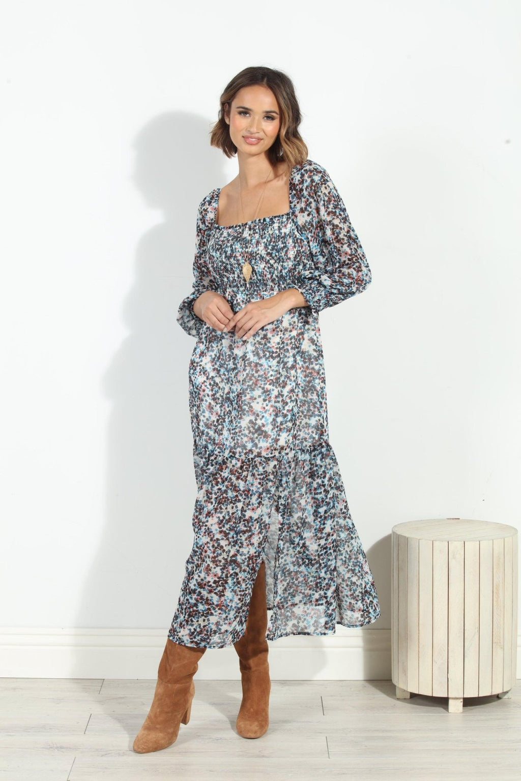 Lucila Smocked Midi Dress-FINAL SALE