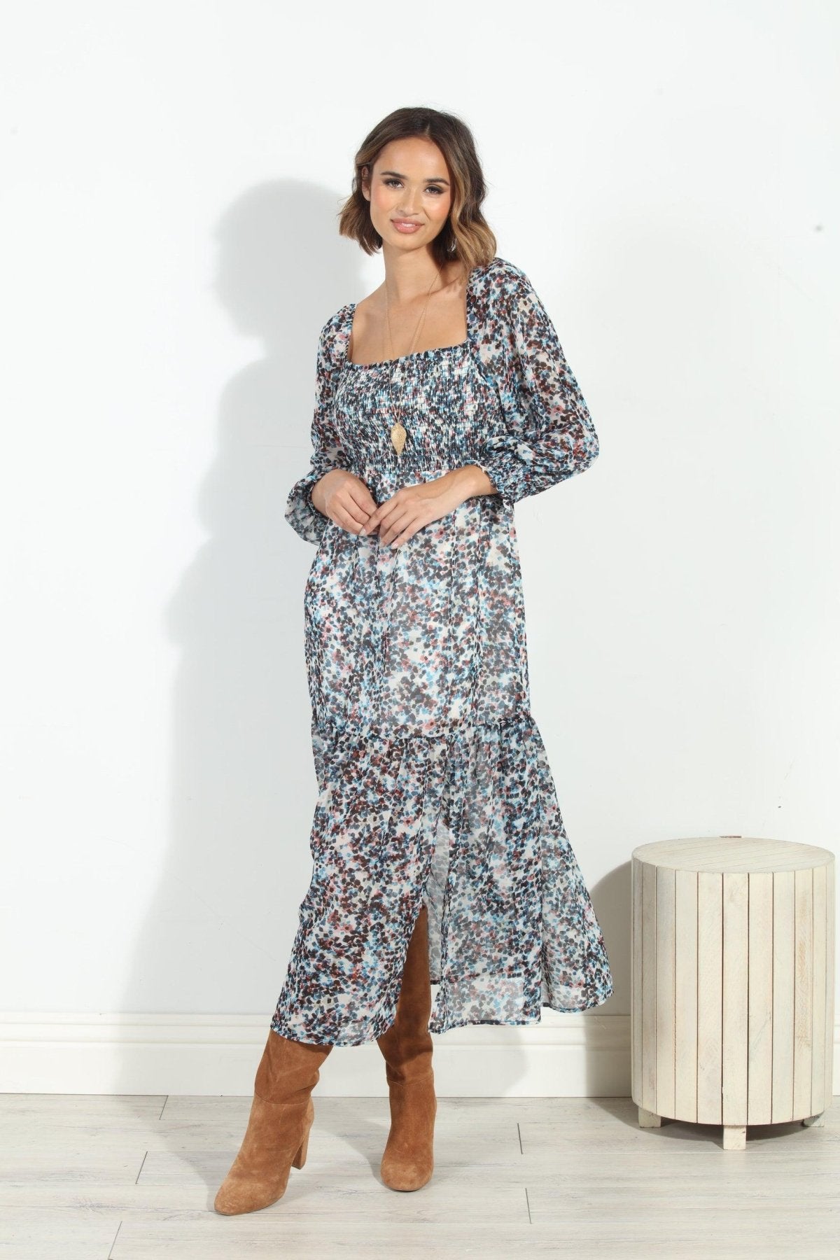 Lucila Smocked Midi Dress-FINAL SALE