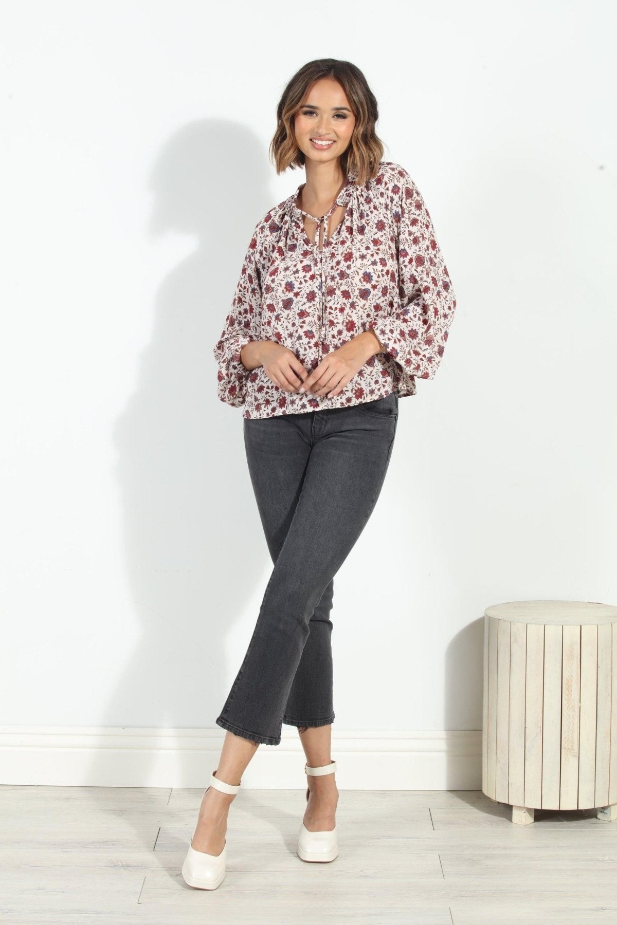 Fiori Smocked Neck Blouse-FINAL SALE