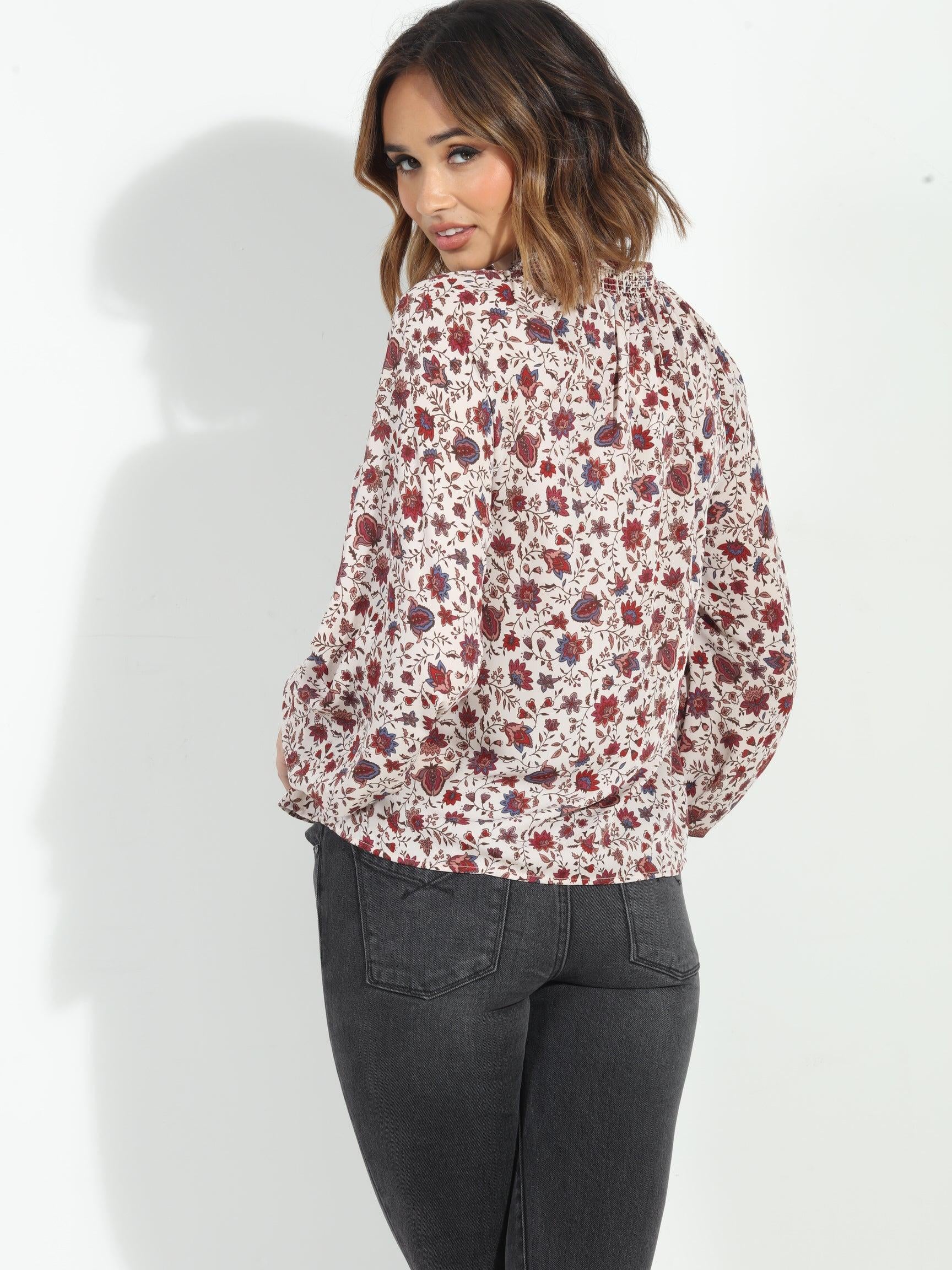 Fiori Smocked Neck Blouse-FINAL SALE