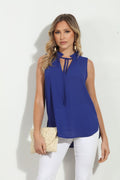 Cobalt Pleated Neck Sleeveless Blouse-BEST SELLER