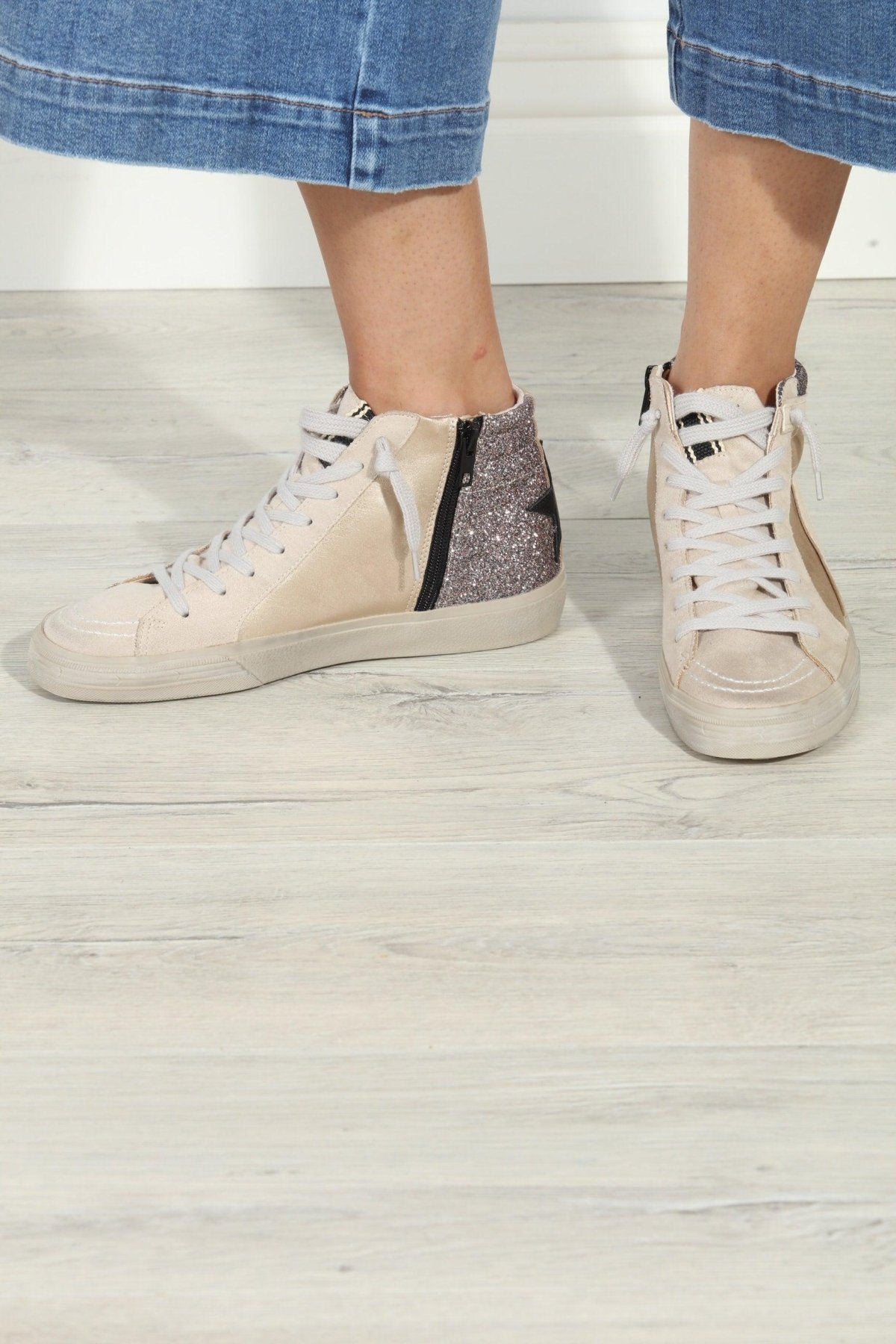 Rooney Pewter Glitter High-Top Sneakers-FINAL SALE
