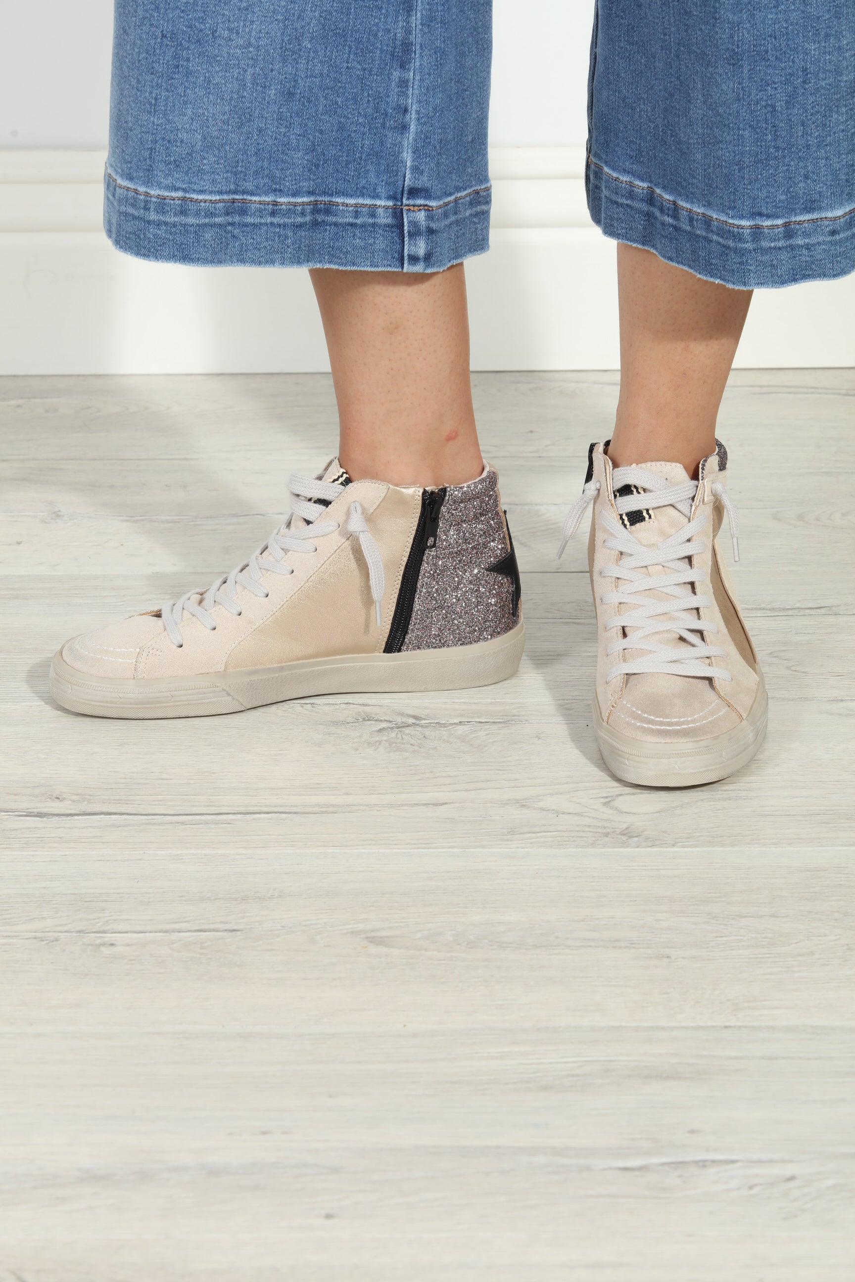 Rooney Pewter Glitter High-Top Sneakers