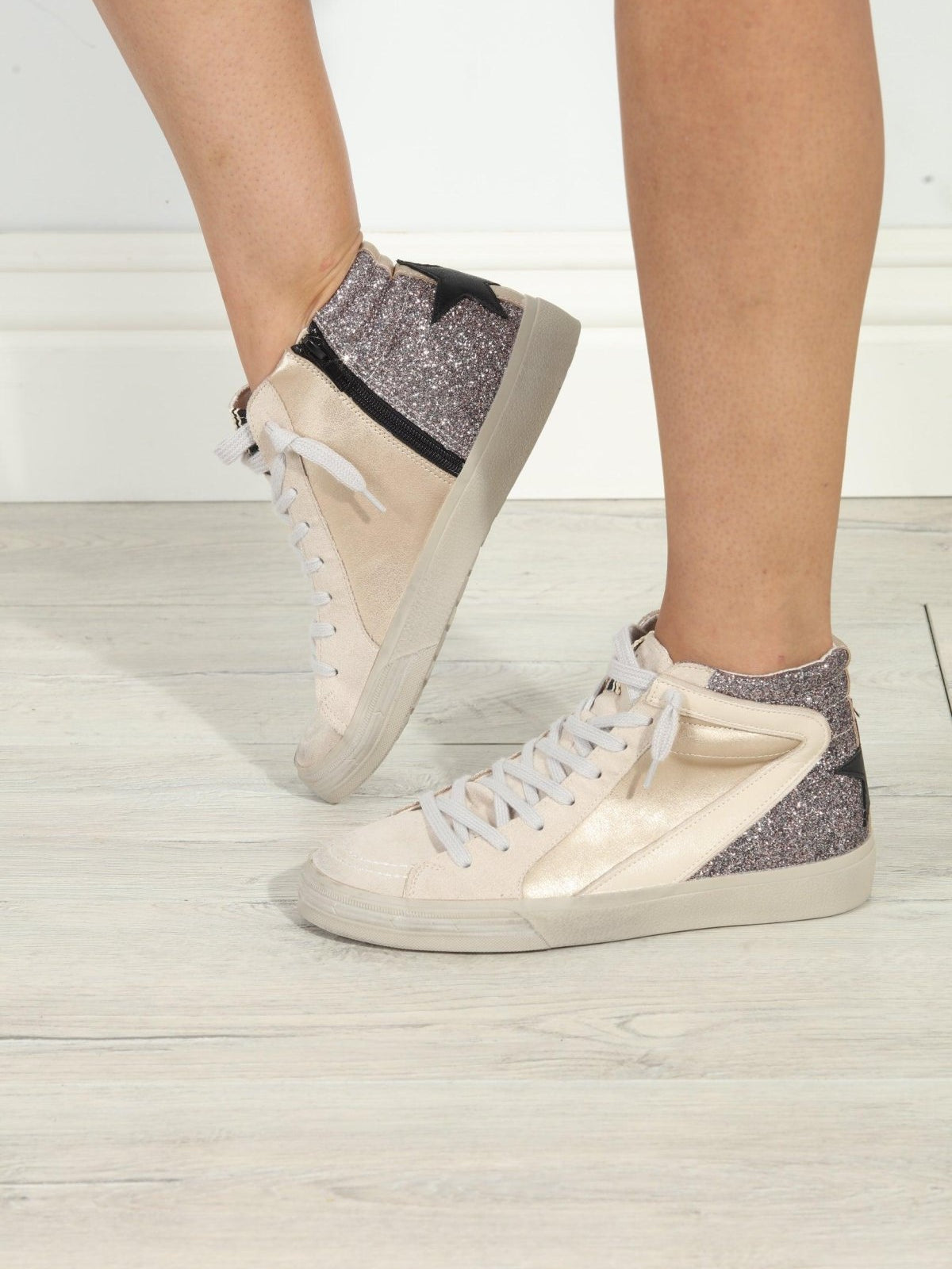 Rooney Pewter Glitter High-Top Sneakers-FINAL SALE