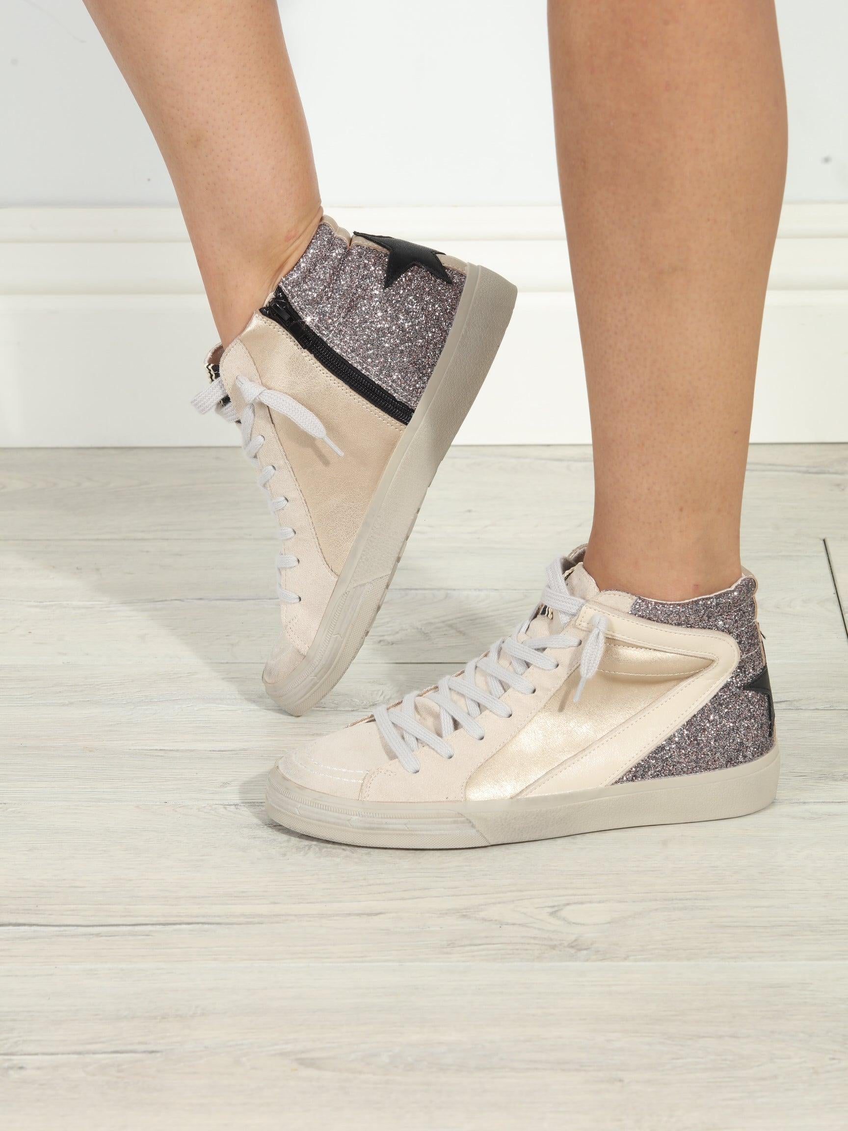 Rooney Pewter Glitter High-Top Sneakers-FINAL SALE