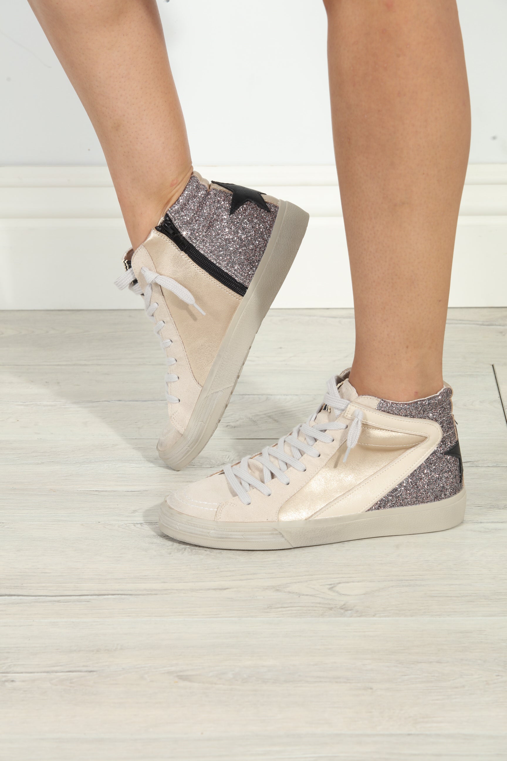 Rooney Pewter Glitter High-Top Sneakers