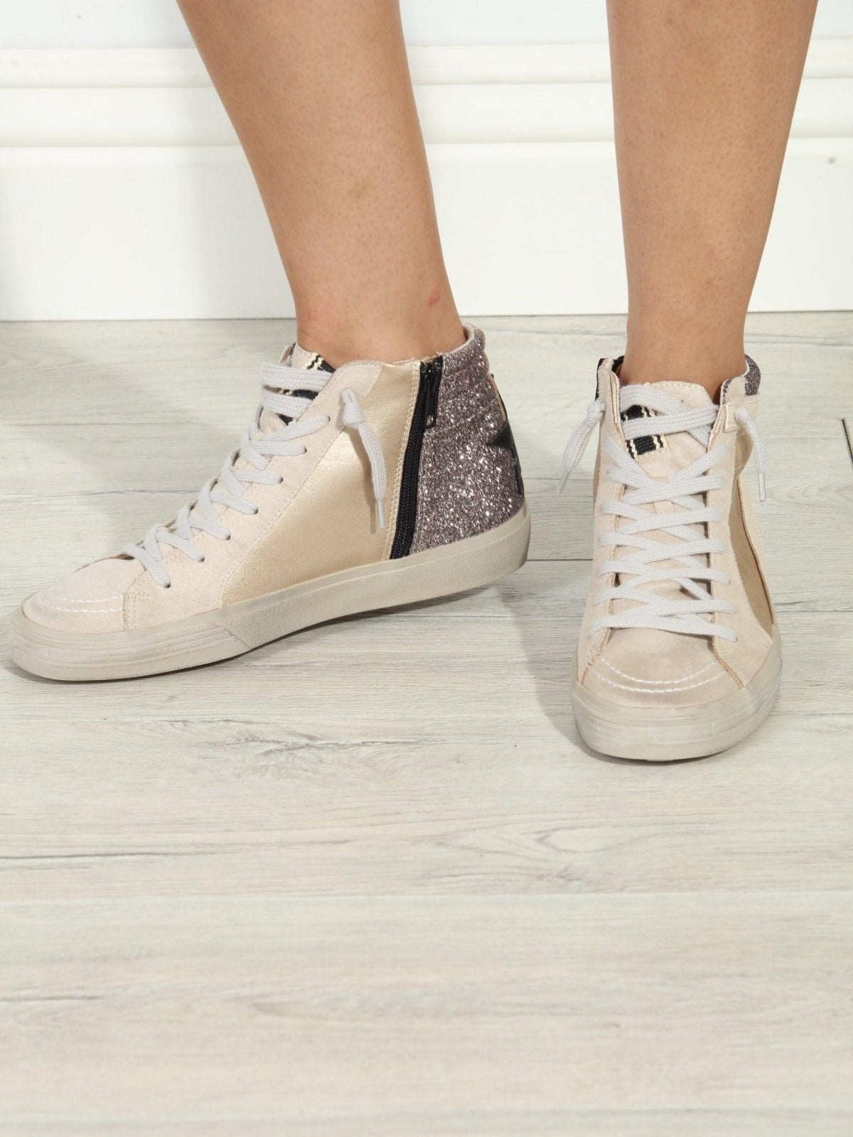 Rooney Pewter Glitter High-Top Sneakers-FINAL SALE