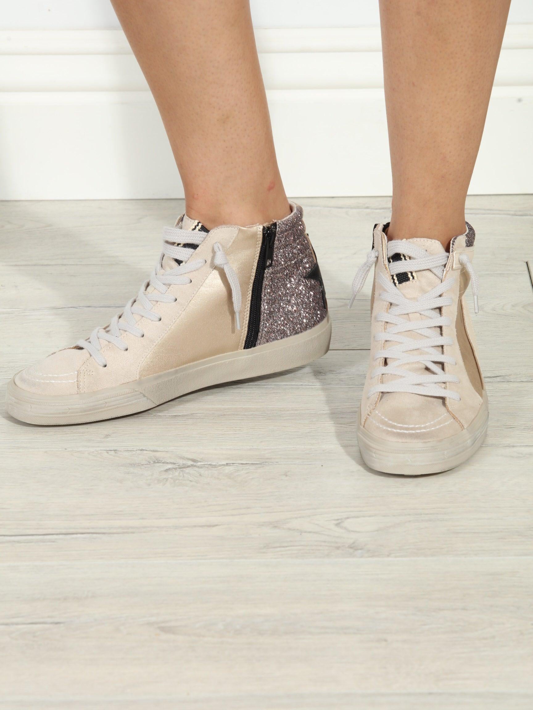 Rooney Pewter Glitter High-Top Sneakers-FINAL SALE