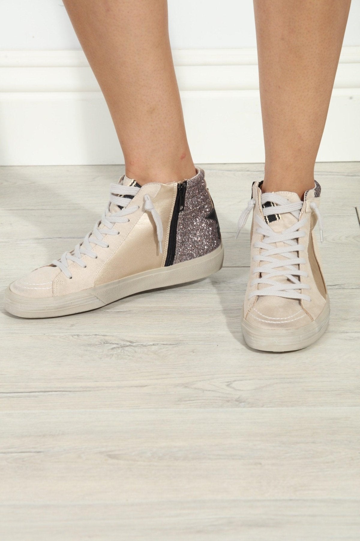 Rooney Pewter Glitter High-Top Sneakers-FINAL SALE