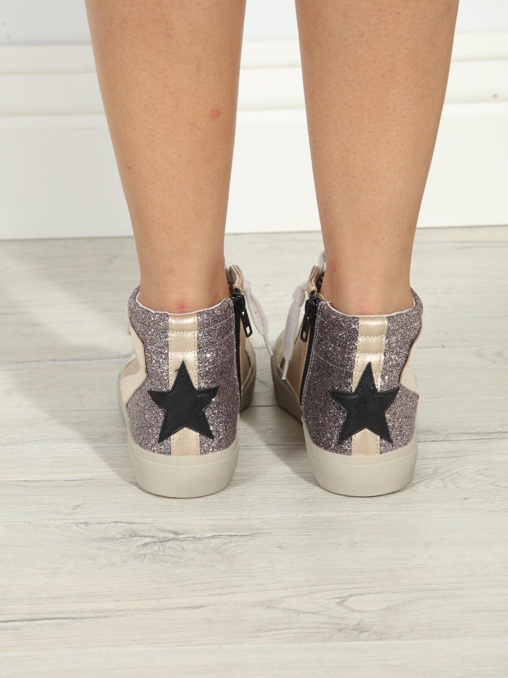 Rooney Pewter Glitter High-Top Sneakers-FINAL SALE