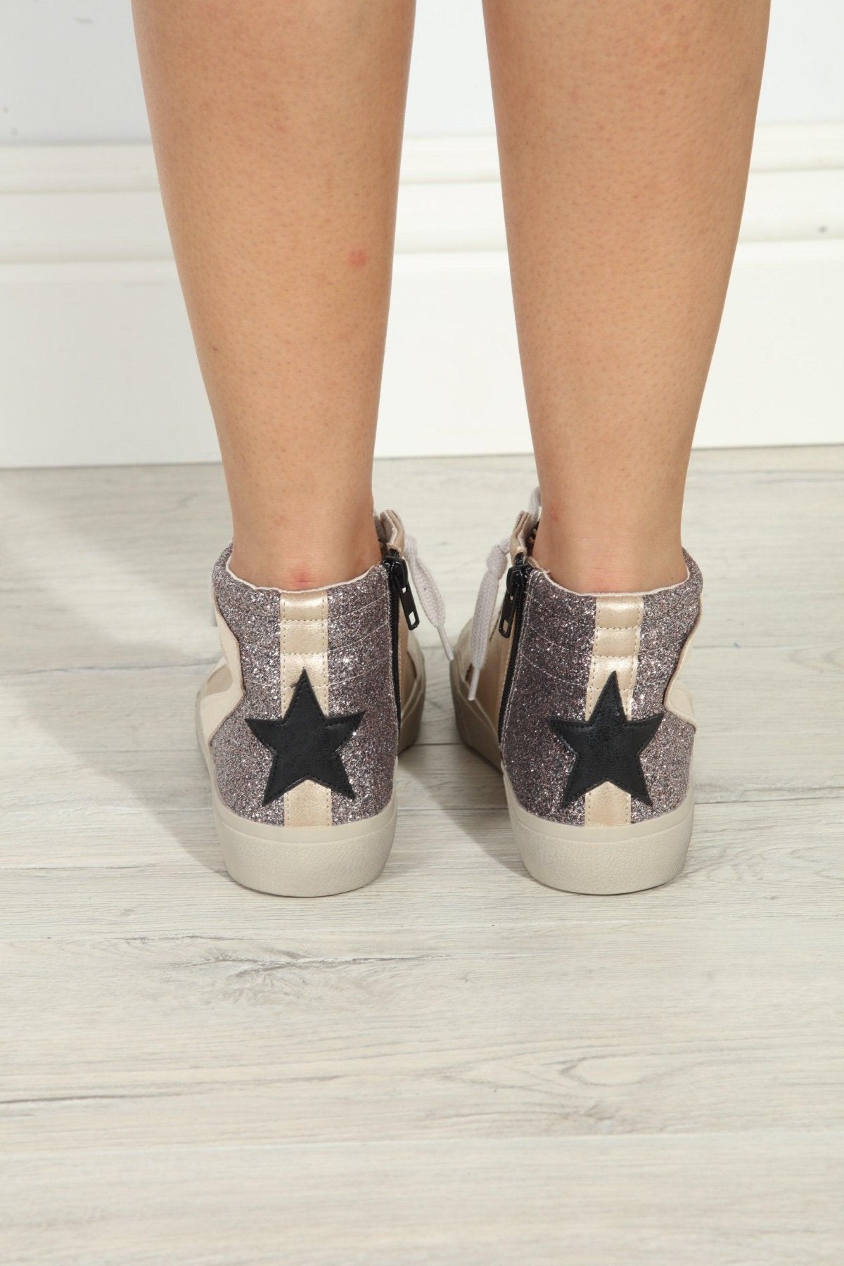 Rooney Pewter Glitter High-Top Sneakers-FINAL SALE