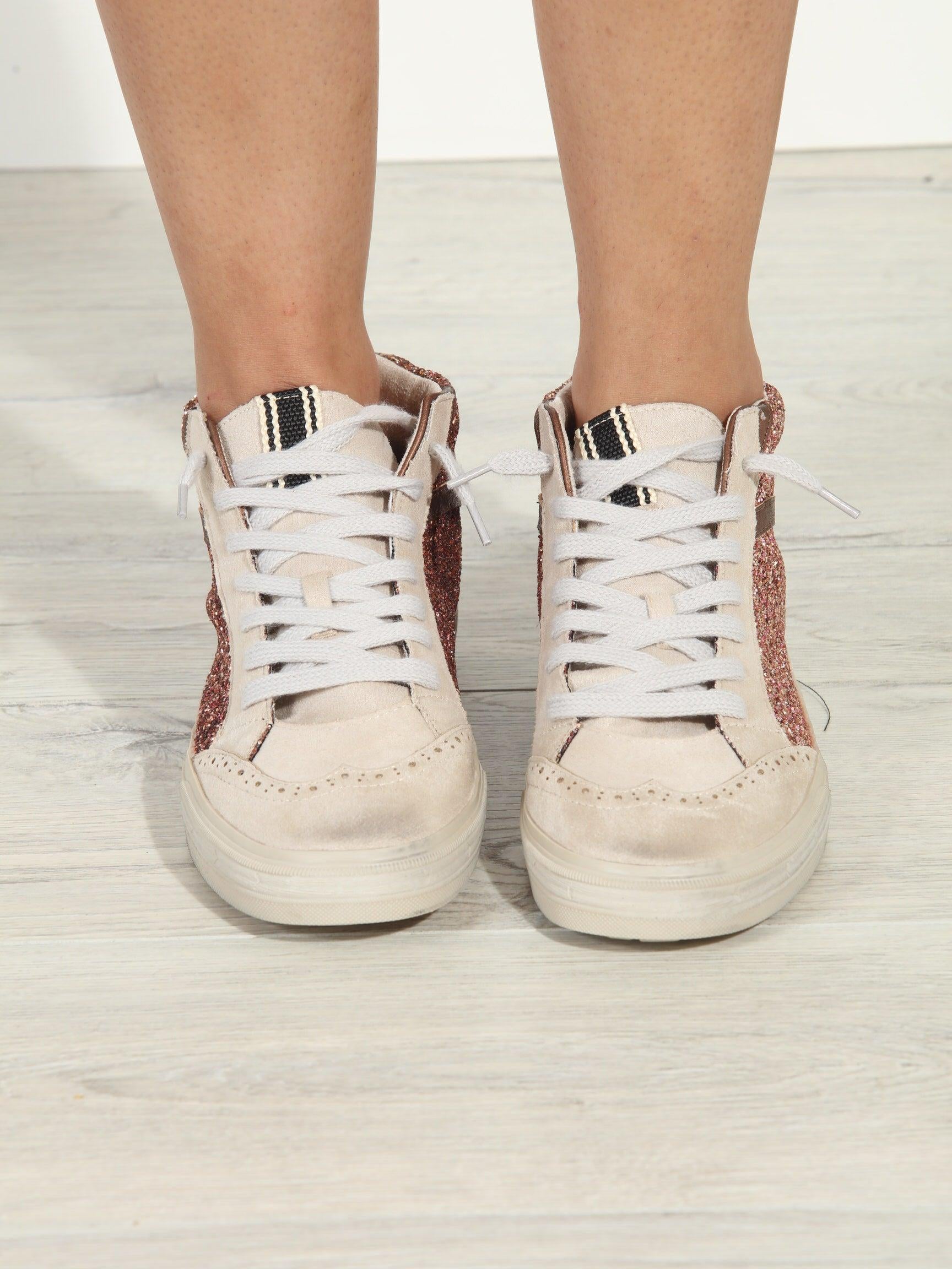 Riley Rose Gold Sparkle High-Top Sneakers-FINAL SALE