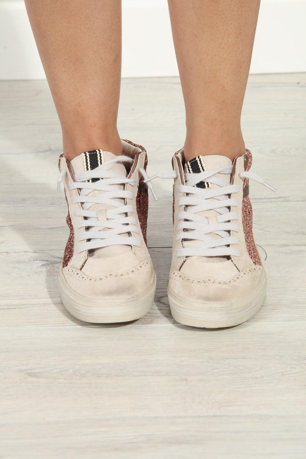 Riley Rose Gold Sparkle High-Top Sneakers-FINAL SALE
