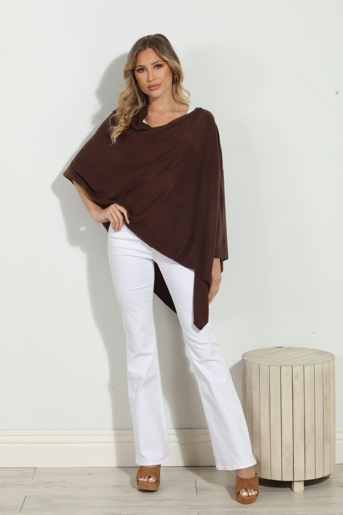 Chocolate Throw-On Poncho -NEW COLOR