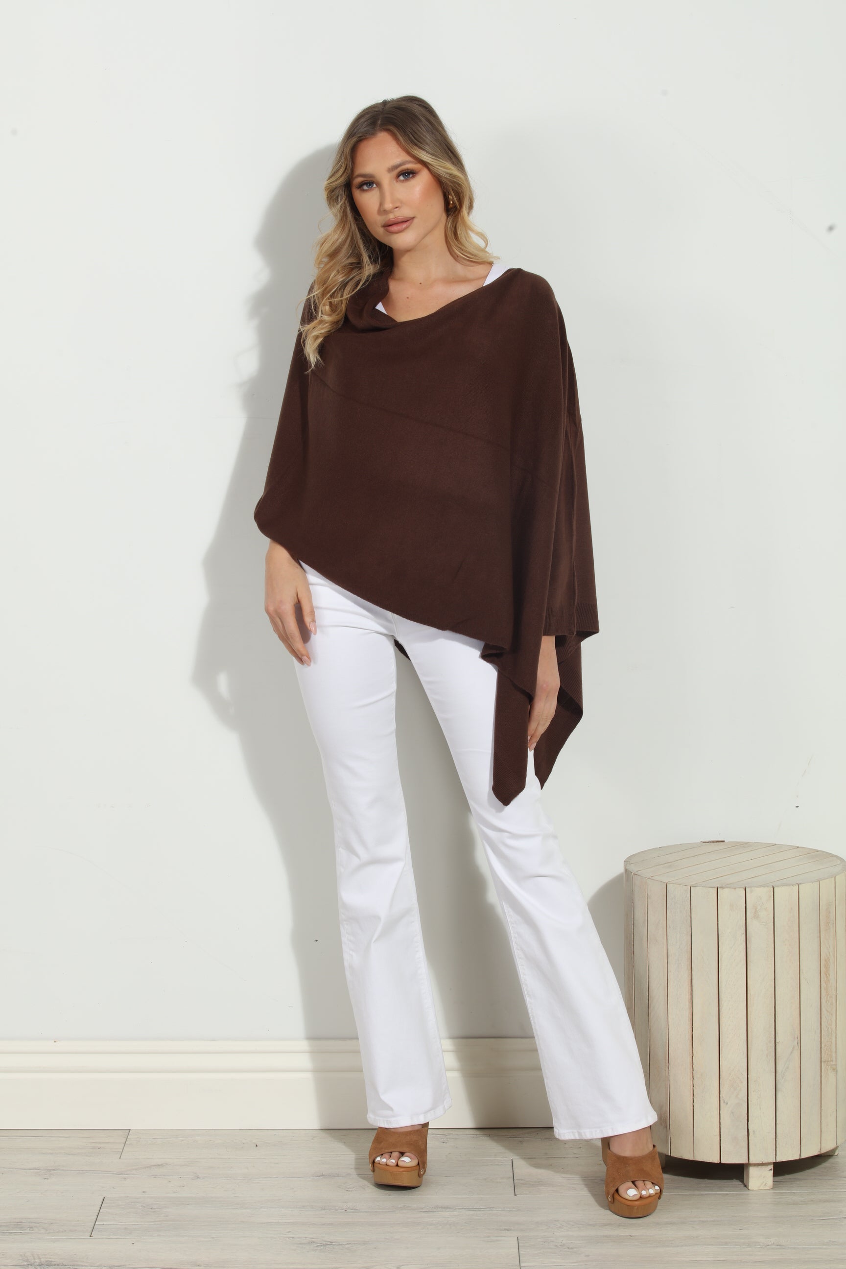 Chocolate Throw-On Poncho -NEW COLOR