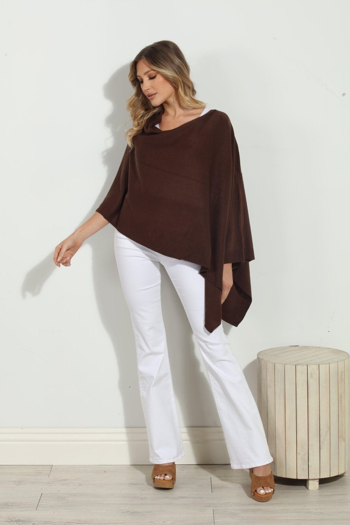 Chocolate Throw-On Poncho -NEW COLOR