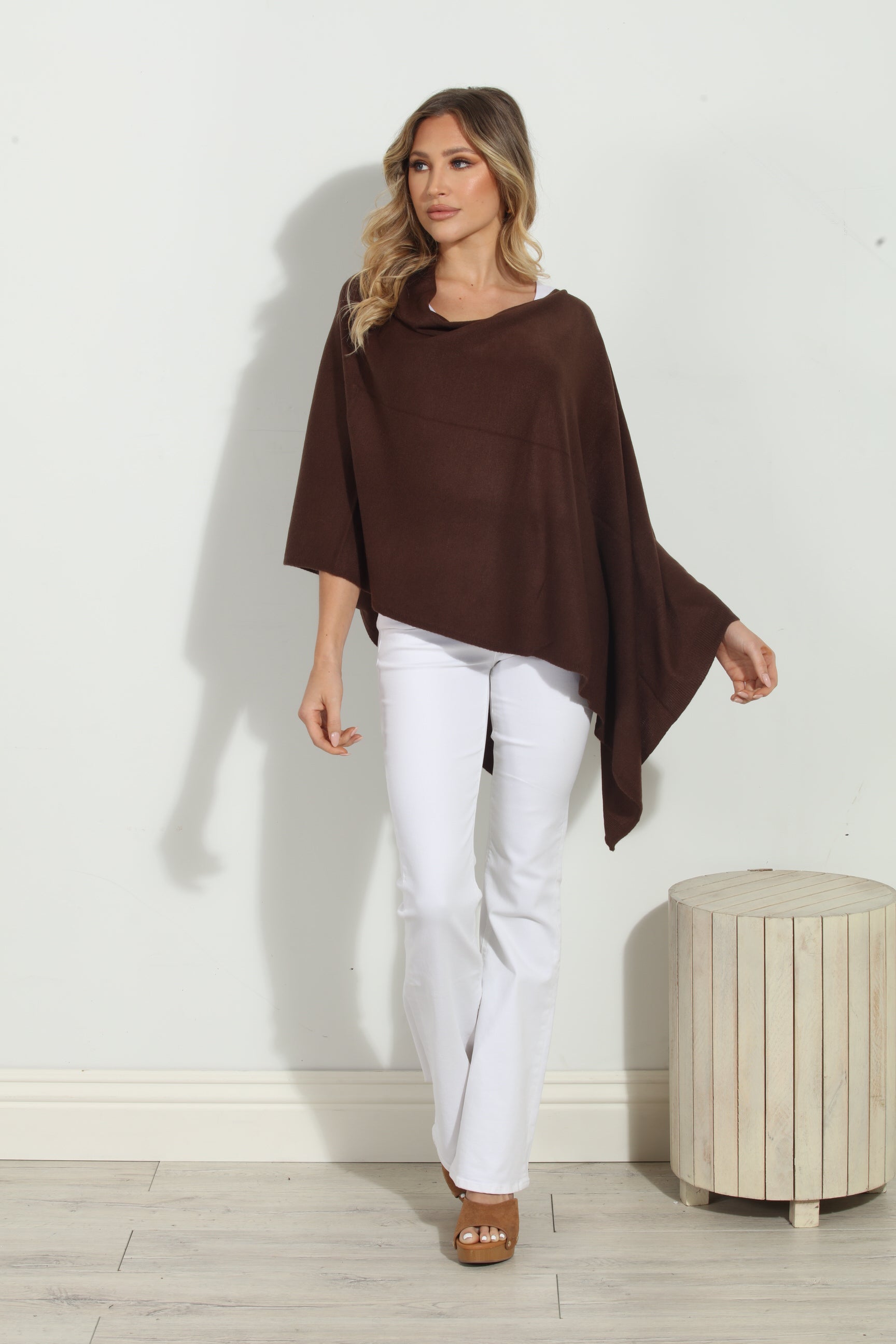 Chocolate Throw-On Poncho -NEW COLOR