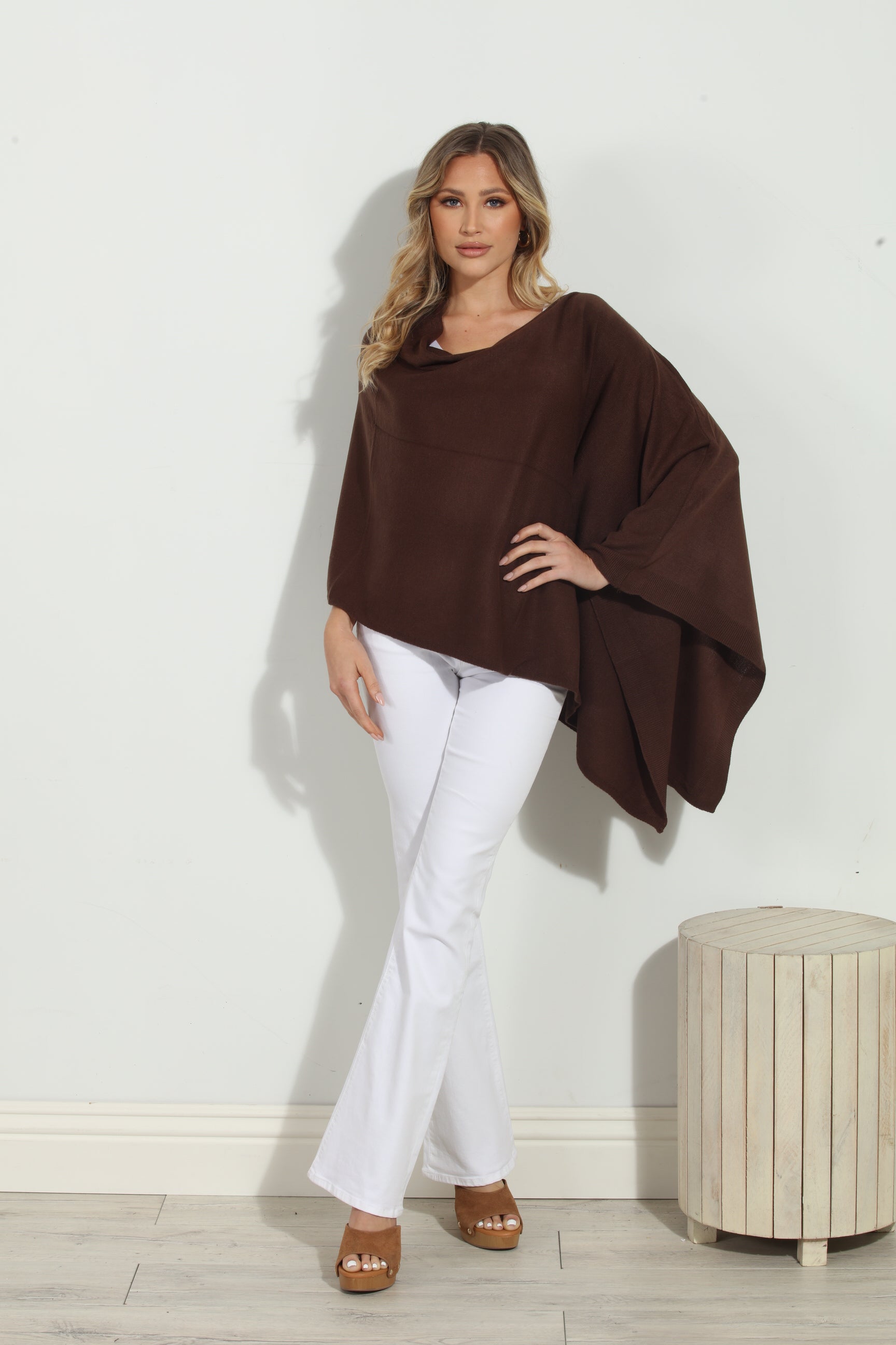 Chocolate Throw-On Poncho -NEW COLOR