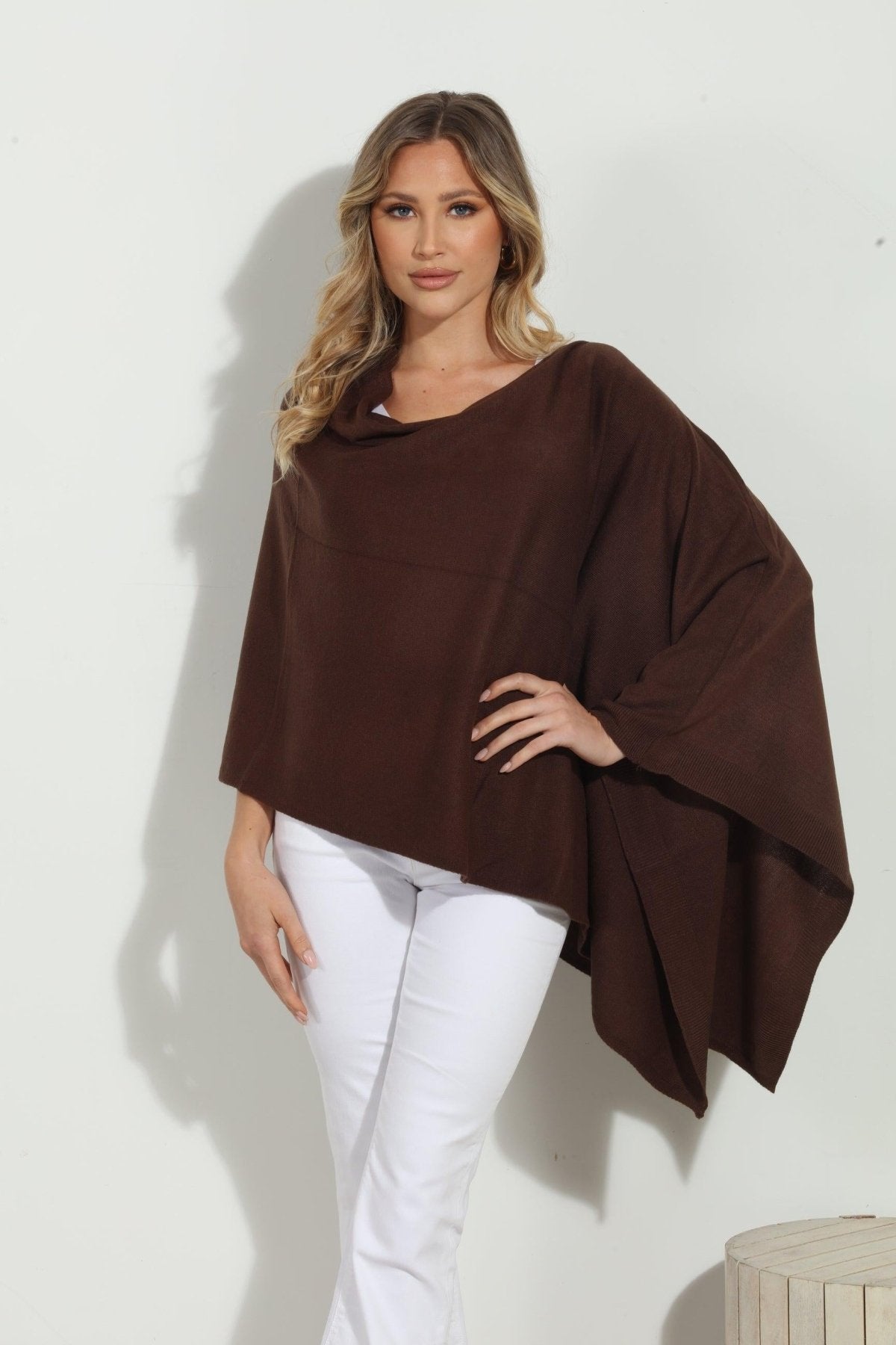 Chocolate Throw-On Poncho -NEW COLOR