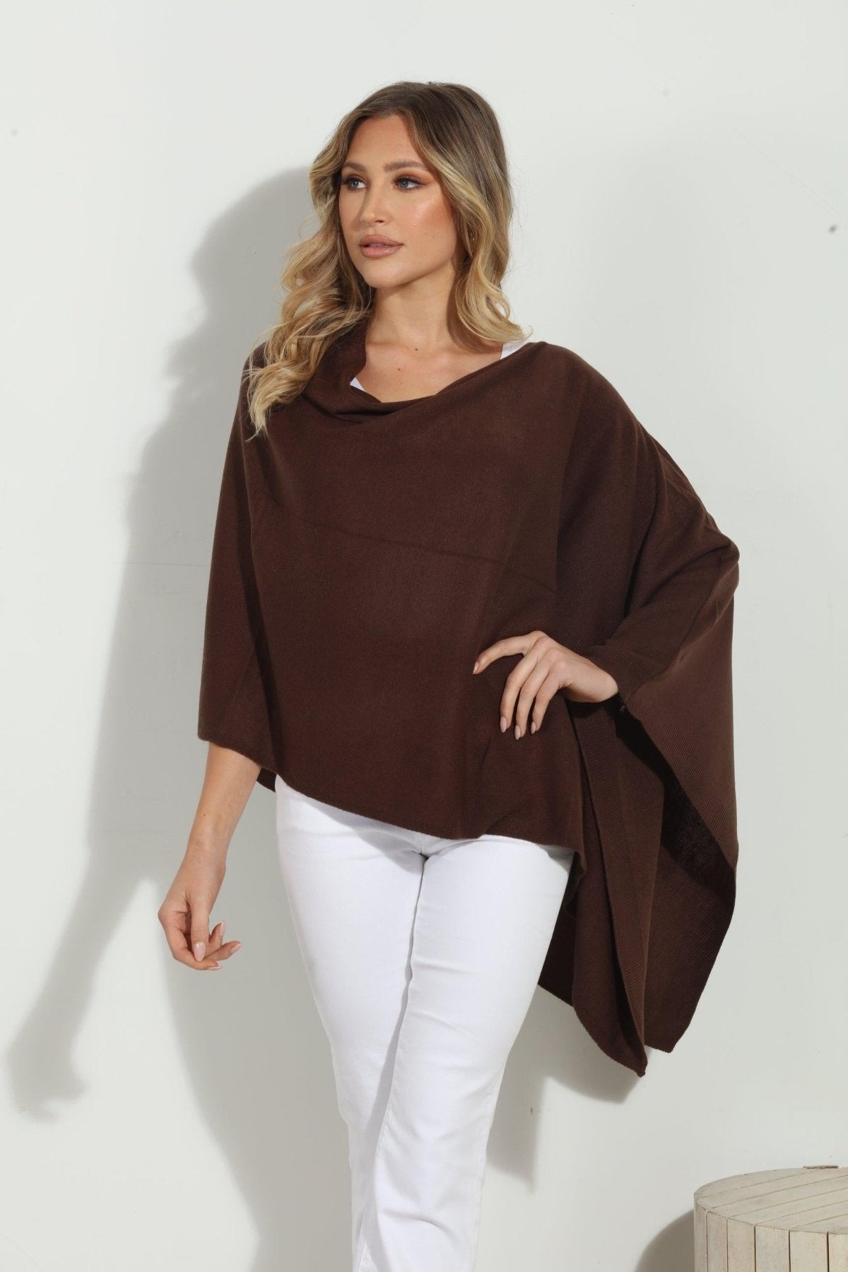Chocolate Throw-On Poncho -NEW COLOR
