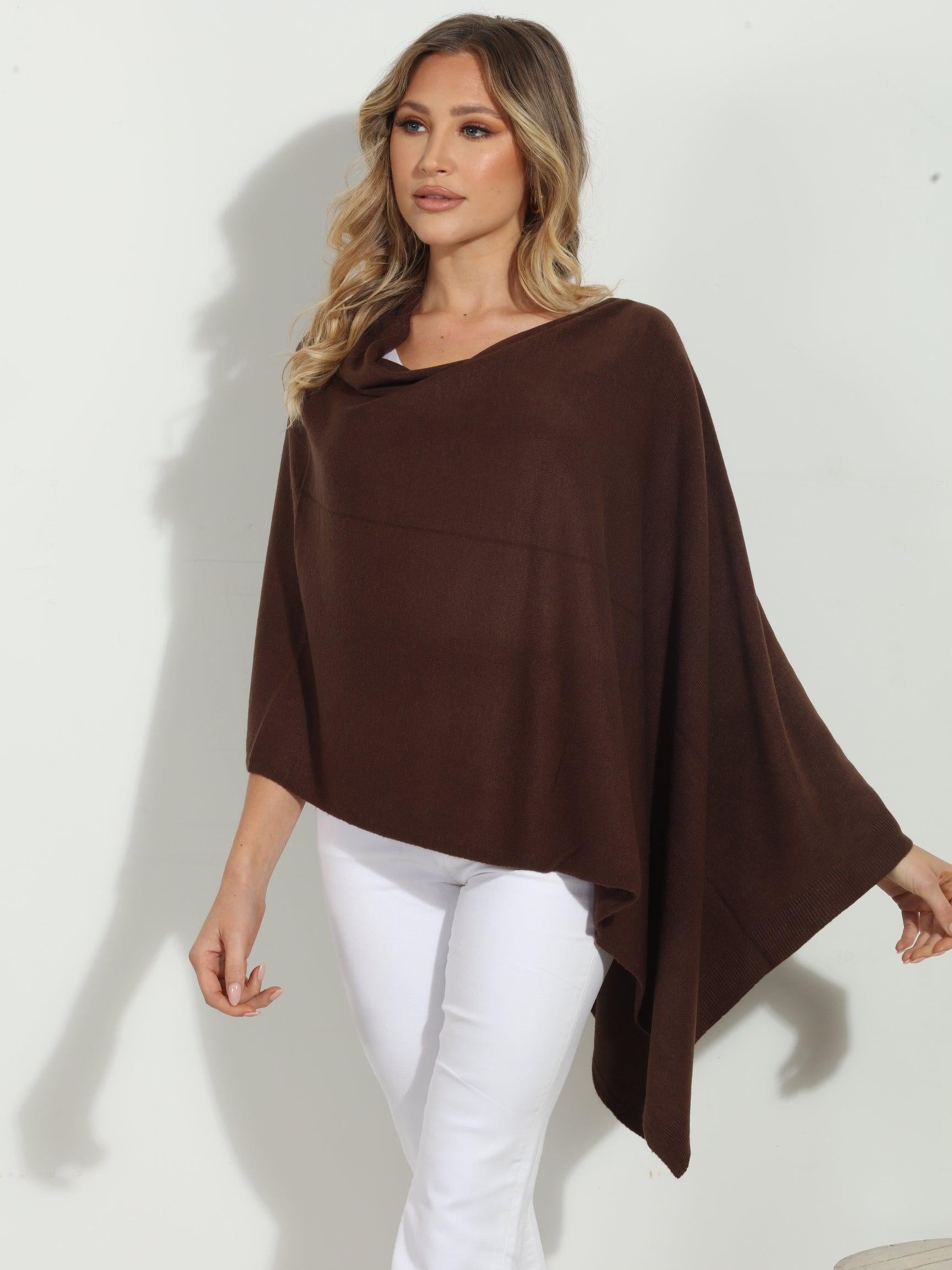 Chocolate Throw-On Poncho -NEW COLOR